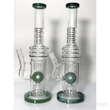 Classic double cages design glass water pipe bongs